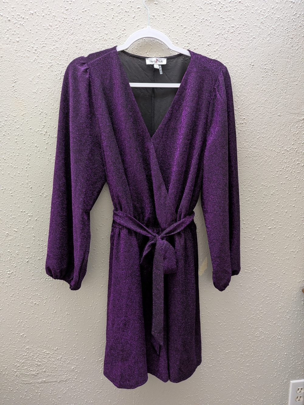 Purple Wrap Dress with Sparkle and Tie Belt